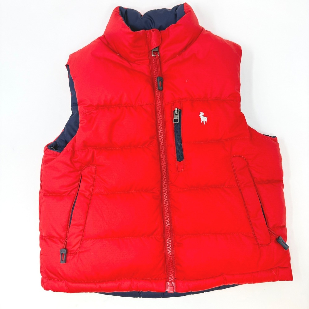 Polo Ralph Lauren Youth Size 2/2T Reversible Down Puffer Vest Red Navy Blue